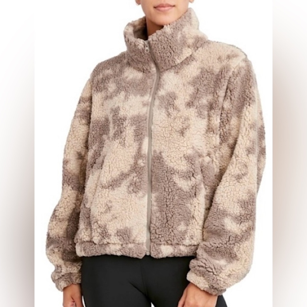Women's Plush Teddy Jacket - Tan & Brown